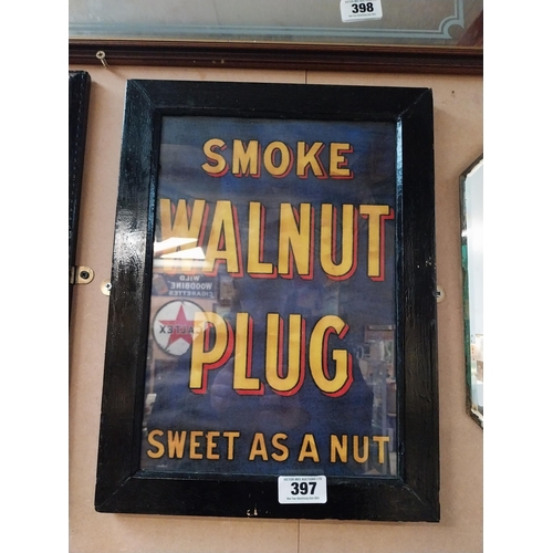 397 - Smoke Walnut Plug Sweet as a Nut framed advertising print. {44 cm H x 33 cm W}.