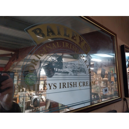 398 - 1970's Baileys Original Irish Cream framed advertising mirror. {40 cm H x 83 cm W}.