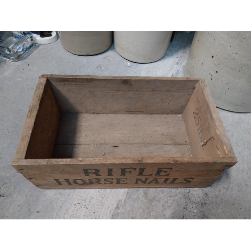 406 - Morton and Co Belfast  {23 cm H x 42 cm W x 28 cm D} and Rifle Horesnails {12 cm H x 33 cm W x 19 cm... 