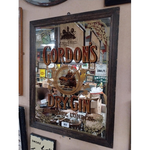 411 - Gordon's Dry Gin framed advertising mirror. {68 cm H x 52 cm W}.