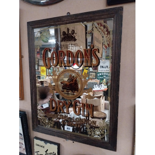 411 - Gordon's Dry Gin framed advertising mirror. {68 cm H x 52 cm W}.