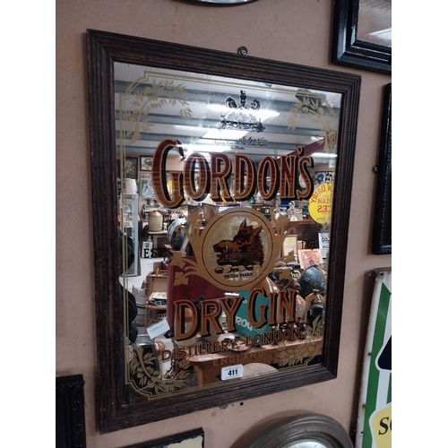 411 - Gordon's Dry Gin framed advertising mirror. {68 cm H x 52 cm W}.