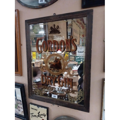 411 - Gordon's Dry Gin framed advertising mirror. {68 cm H x 52 cm W}.