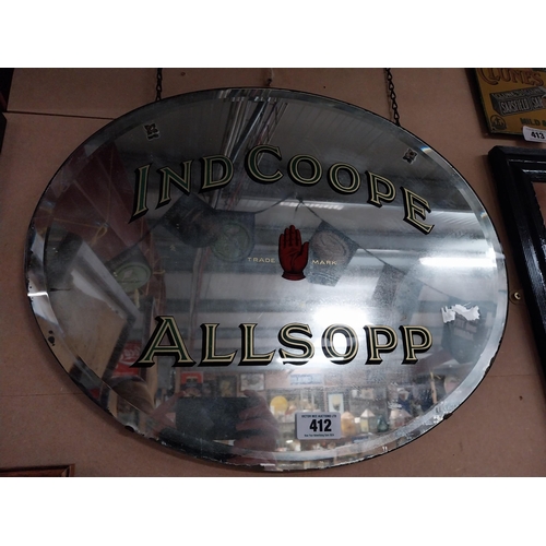 412 - Early 20th C. Ind Coope Allsopp advertising mirror {46 cm H x 45 cm W}.