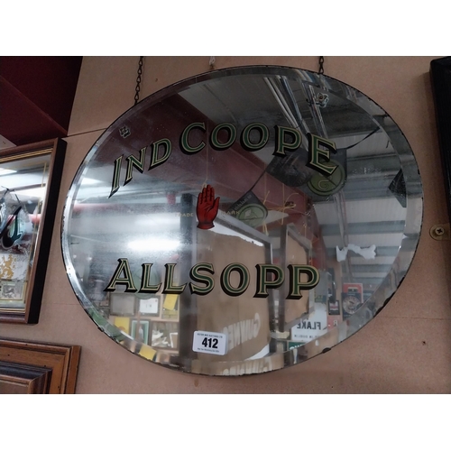 412 - Early 20th C. Ind Coope Allsopp advertising mirror {46 cm H x 45 cm W}.