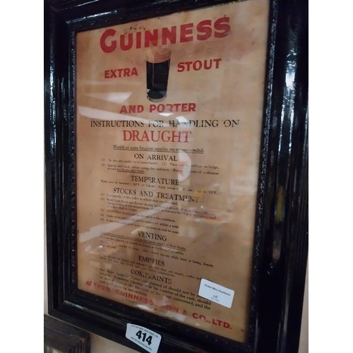 414 - Guinness Extra Stout Handling of Draught Rules and Regulations framed print. {44 cm H x 33 cm W}