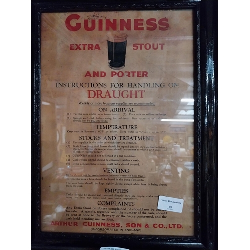 414 - Guinness Extra Stout Handling of Draught Rules and Regulations framed print. {44 cm H x 33 cm W}