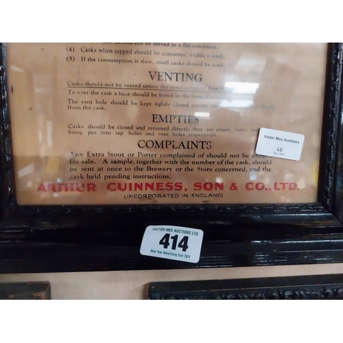 414 - Guinness Extra Stout Handling of Draught Rules and Regulations framed print. {44 cm H x 33 cm W}