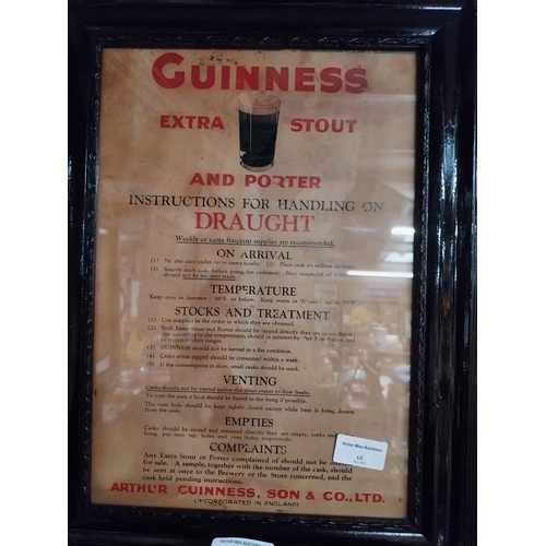 414 - Guinness Extra Stout Handling of Draught Rules and Regulations framed print. {44 cm H x 33 cm W}