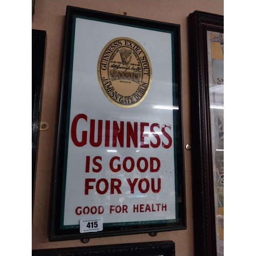 415 - Rare reverse painted glass Guinness Is Good For You - Good for Health advertising sign mounted in me... 