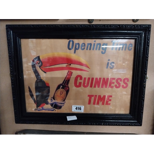 416 - Opening Time Is Guinness Time framed advertising print. {37 cm H x 50 cm W}.