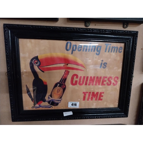 416 - Opening Time Is Guinness Time framed advertising print. {37 cm H x 50 cm W}.