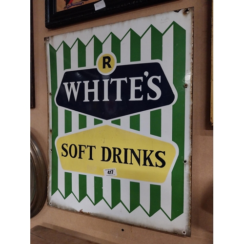 417 - White's Soft Drinks enamel advertising sign. {63 cm H x 53 cm W}.