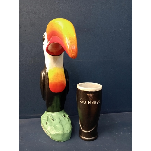 417A - Guinness Toucan and pint advertising figures {H 40cm x W 30cm x D 12cm }.