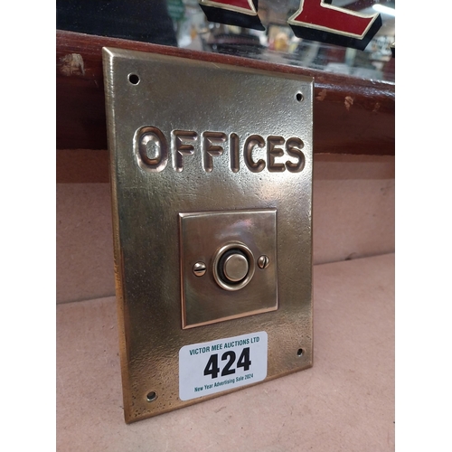 424 - Brass Office door bell. {16 cm H x 10 cm W}.