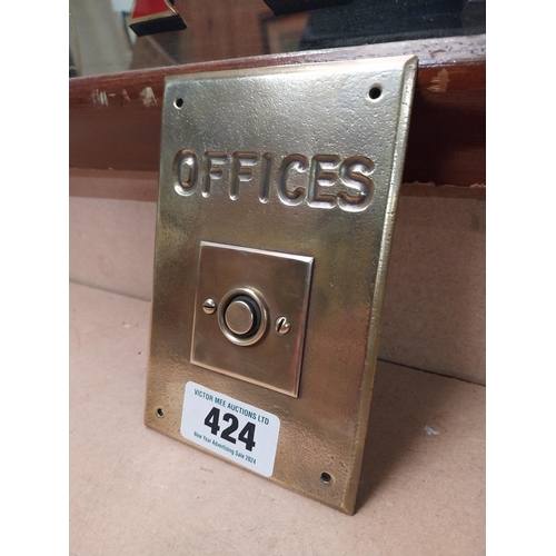 424 - Brass Office door bell. {16 cm H x 10 cm W}.