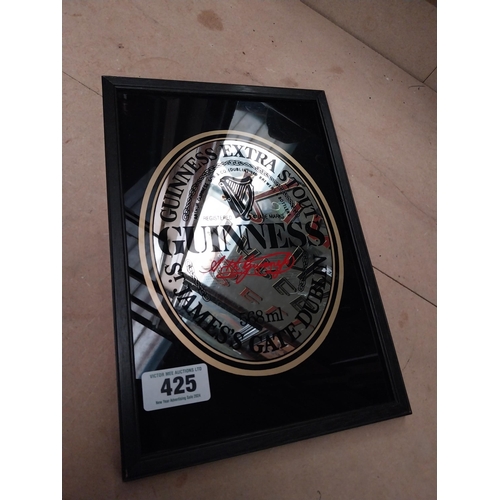 425 - Guinness Extra Stout framed advertising mirror. {32 cm H x 22 cm W}.