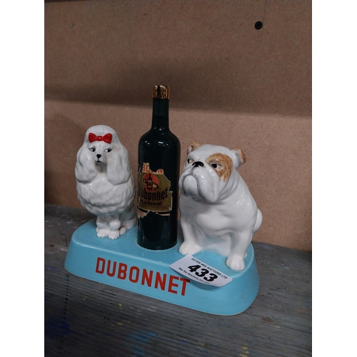 433 - Dubonnet ceramic advertising figure of Poodle and Bulldog by Beswick. {18 cm H x 19 cm W x 10 cm D}.