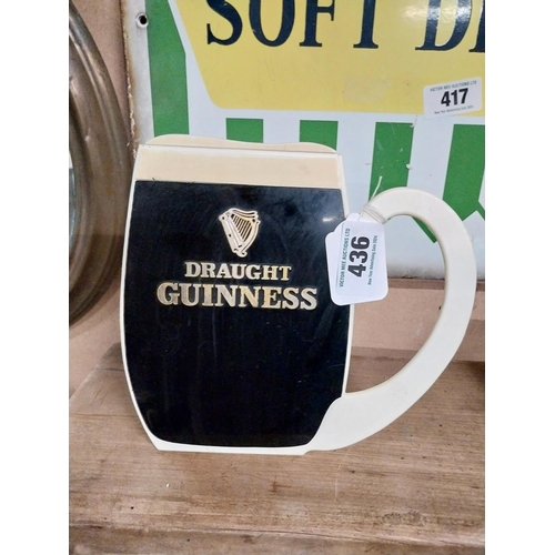 436 - Draught Guinness Perspex counter sign. {20 cm H x 23 cm W}.