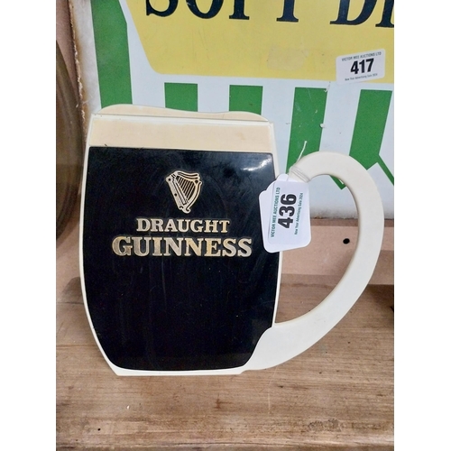 436 - Draught Guinness Perspex counter sign. {20 cm H x 23 cm W}.