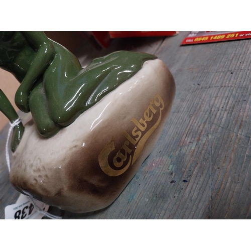 438 - Carlsberg Lager ceramic advertising figure. {17 cm H x 14 cm W x 8 cm D}.