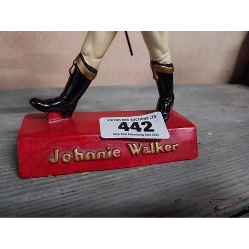 442 - Johnny Walker composition advertising figure. {20 cm H x 12 cm W x 7 cm D}.