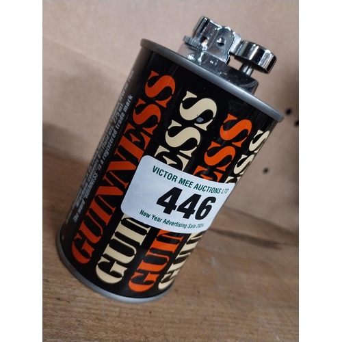 446 - Guinness advertising lighter. {12 cm H x 7 cm Dia.}.