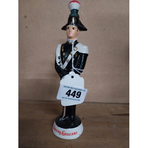 449 - Galliano Liqueur ceramic advertising figure. {22 cm H x 6 cm Dia.}.