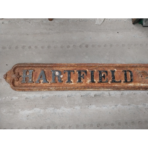 456 - 19th C. Hartfield Crescent cast iron street sign. {15 cm H x 190 cm W}.