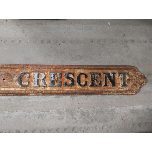 456 - 19th C. Hartfield Crescent cast iron street sign. {15 cm H x 190 cm W}.