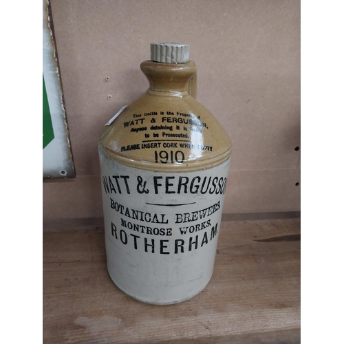 460 - Early 20th C. Watt and Ferguson Botanical Brewers Rotherham stoneware flagon with original stopper. ... 