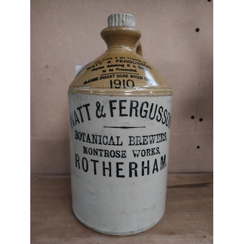 460 - Early 20th C. Watt and Ferguson Botanical Brewers Rotherham stoneware flagon with original stopper. ... 