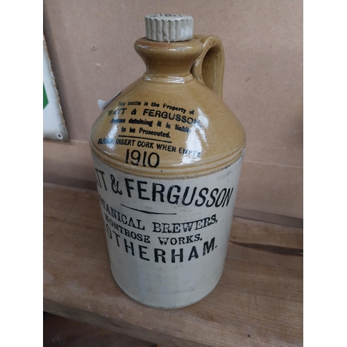 460 - Early 20th C. Watt and Ferguson Botanical Brewers Rotherham stoneware flagon with original stopper. ... 