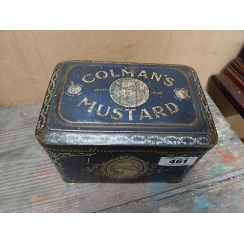 461 - Coleman's mustard advertising tin {13 cm H x 22 cm W x 16 cm D}.