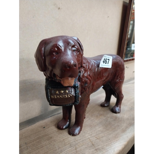 467 - Hennessey Cognac composition advertising Dog figure. {25 cm H x 20 cm W x 9 cm D}.