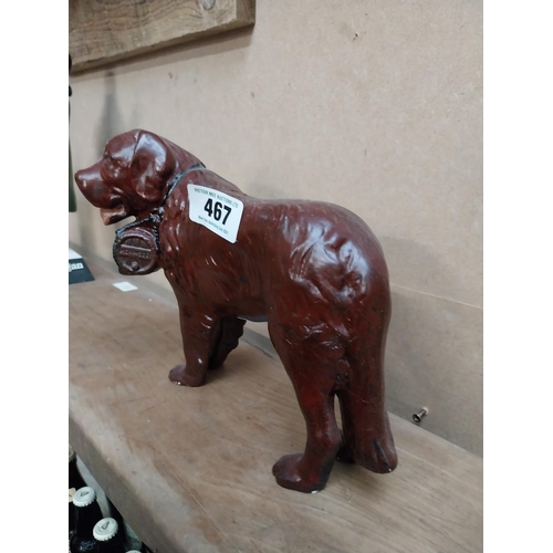 467 - Hennessey Cognac composition advertising Dog figure. {25 cm H x 20 cm W x 9 cm D}.