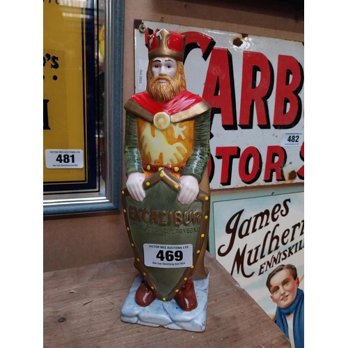 469 - Excalibur Hotel Casino Las Vegas ceramic advertising figure. {27 cm H x 9 cm Dia.}.