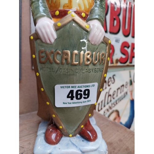 469 - Excalibur Hotel Casino Las Vegas ceramic advertising figure. {27 cm H x 9 cm Dia.}.