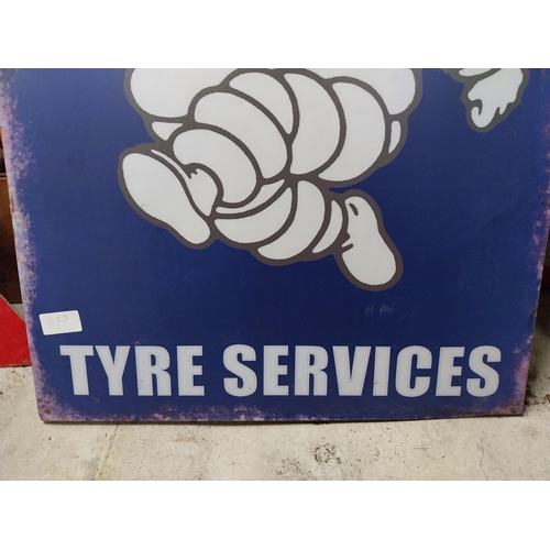 47 - Michelin Man Service tinplate advertising sign. {70 cm H x 50 cm W}.