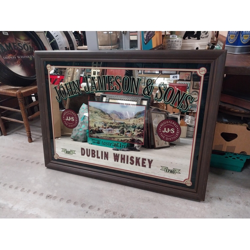 470 - John Jameson and Sons Whiskey Dublin framed advertising mirror. {83 cm H x 113 cm W}.