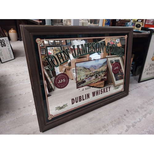 470 - John Jameson and Sons Whiskey Dublin framed advertising mirror. {83 cm H x 113 cm W}.