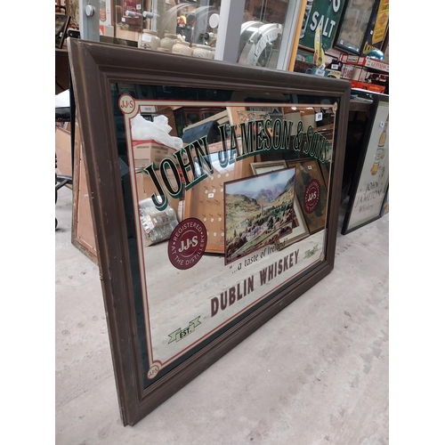 470 - John Jameson and Sons Whiskey Dublin framed advertising mirror. {83 cm H x 113 cm W}.