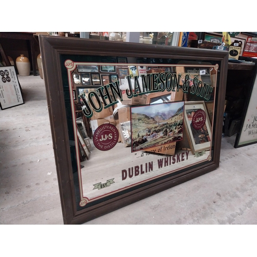 470 - John Jameson and Sons Whiskey Dublin framed advertising mirror. {83 cm H x 113 cm W}.