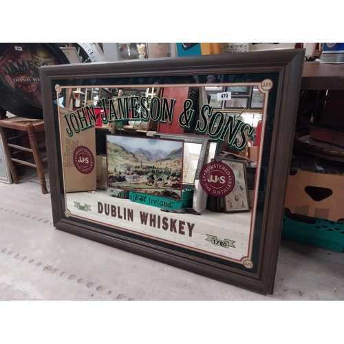 470 - John Jameson and Sons Whiskey Dublin framed advertising mirror. {83 cm H x 113 cm W}.