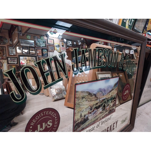 470 - John Jameson and Sons Whiskey Dublin framed advertising mirror. {83 cm H x 113 cm W}.