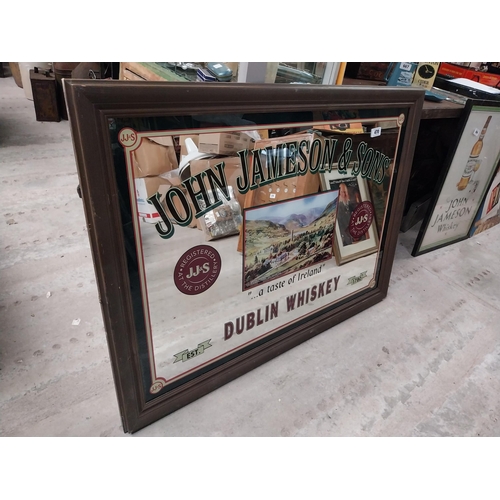 470 - John Jameson and Sons Whiskey Dublin framed advertising mirror. {83 cm H x 113 cm W}.