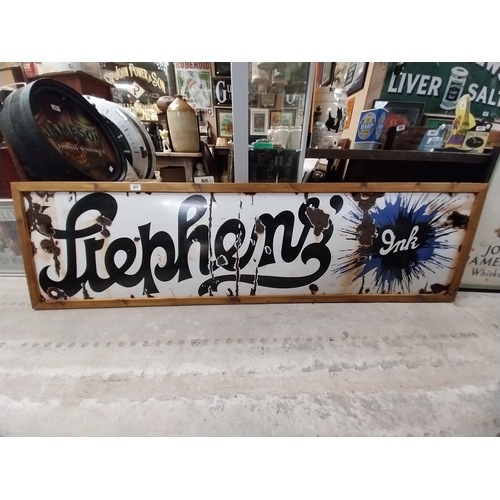 471 - Stephen's Ink enamel advertising sign in wooden frame. {62 cm H x 220 cm W}.