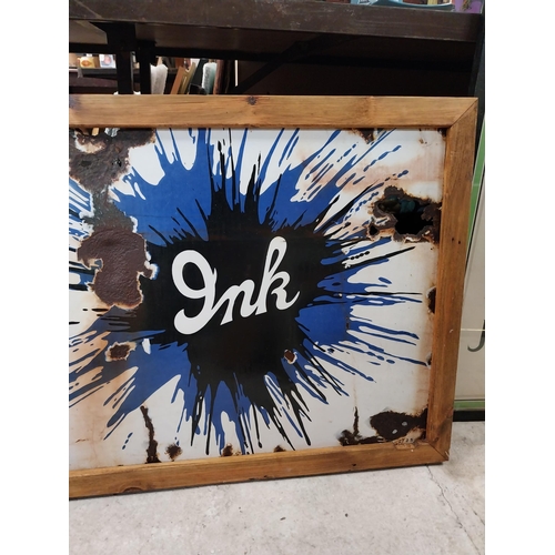 471 - Stephen's Ink enamel advertising sign in wooden frame. {62 cm H x 220 cm W}.