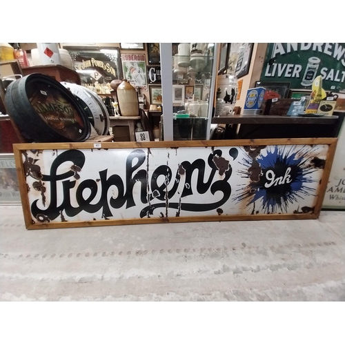 471 - Stephen's Ink enamel advertising sign in wooden frame. {62 cm H x 220 cm W}.