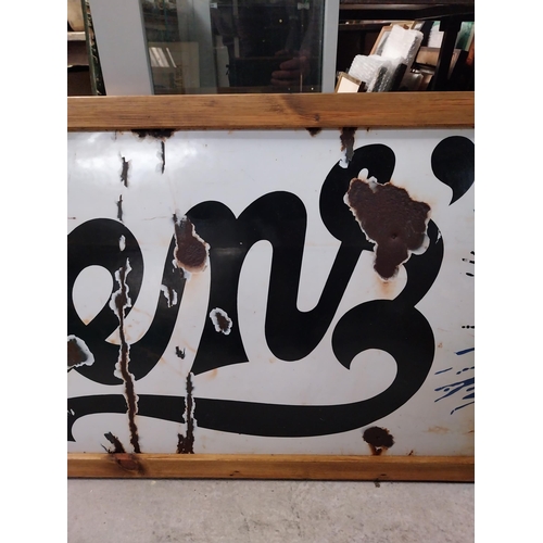 471 - Stephen's Ink enamel advertising sign in wooden frame. {62 cm H x 220 cm W}.